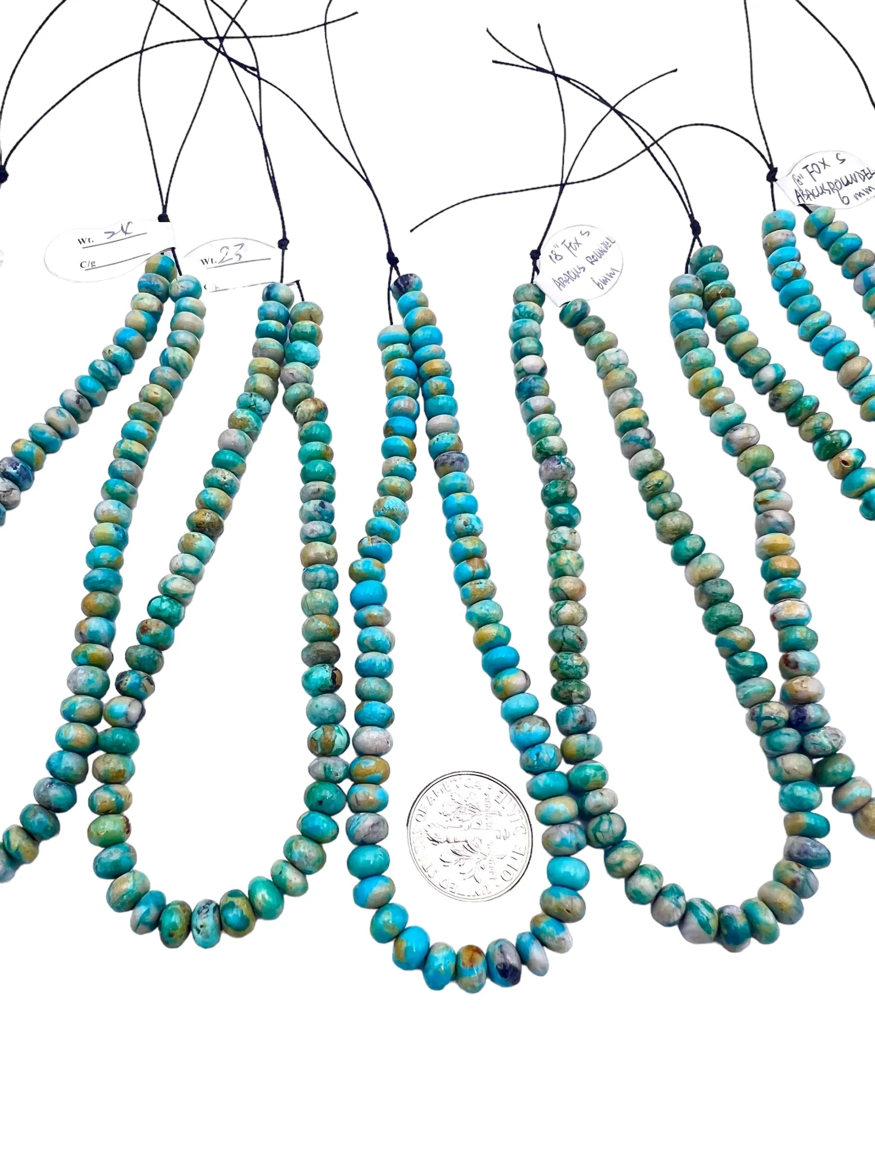 RARE Nevada Fox Turquoise 6mm Rondelle Beads, 9 inch strand