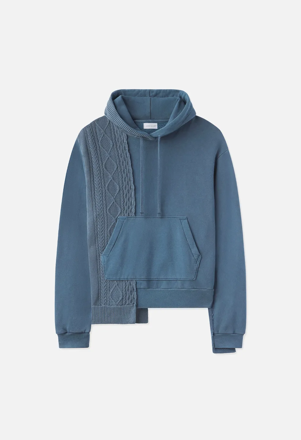 Reconstructed Cable Knit Hoodie / Washed Blue