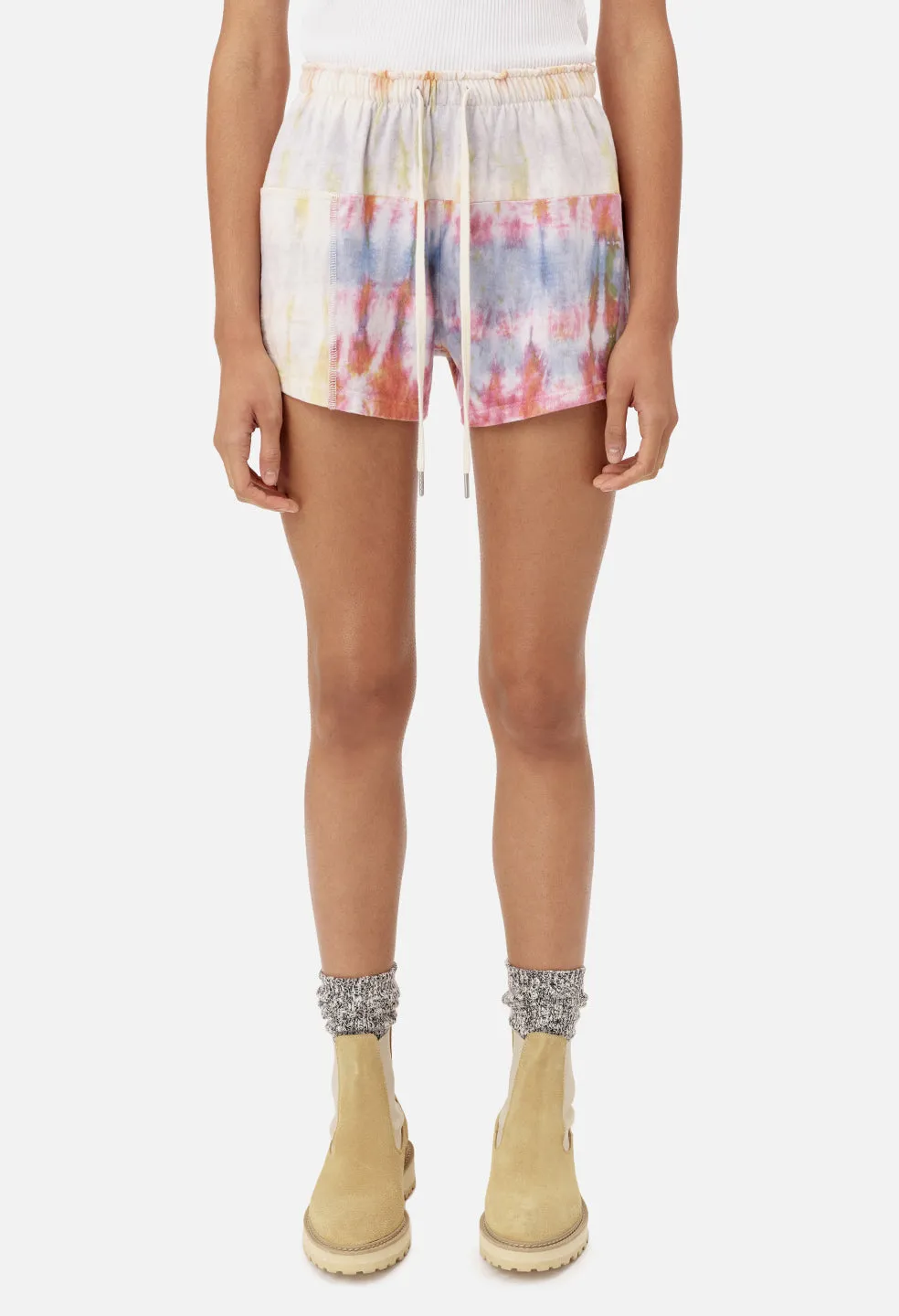 Reconstructed Tie Dye Shorts / Pink Multi