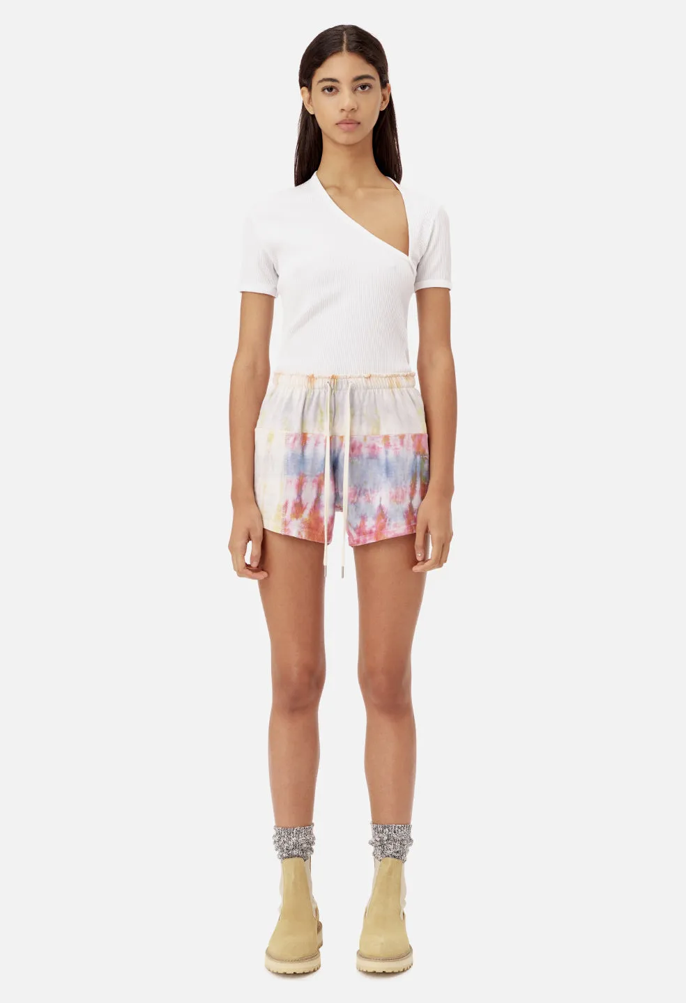 Reconstructed Tie Dye Shorts / Pink Multi