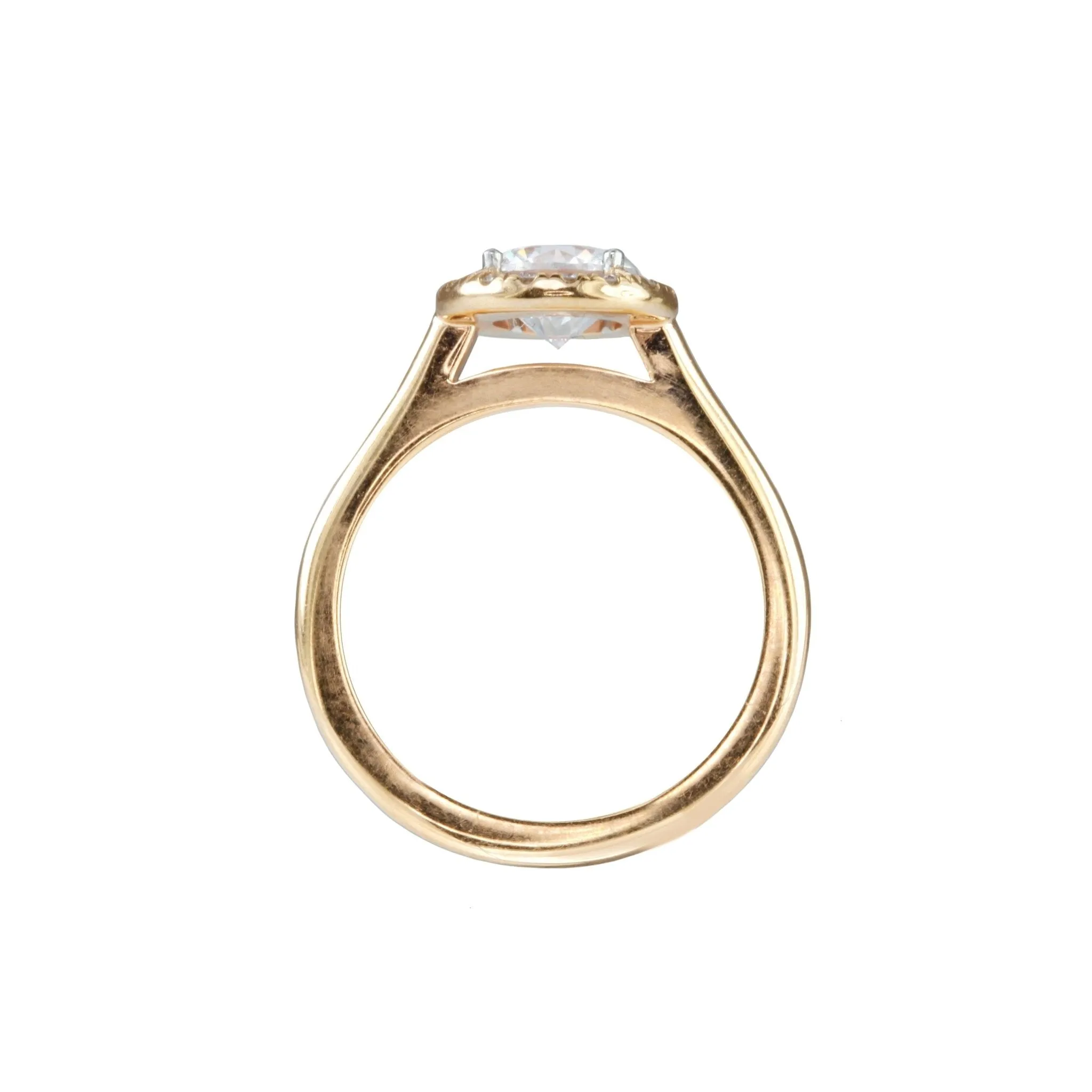 Rose Gold Mount with Round Diamond Halo