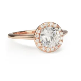 Rose Gold Mount with Round Diamond Halo