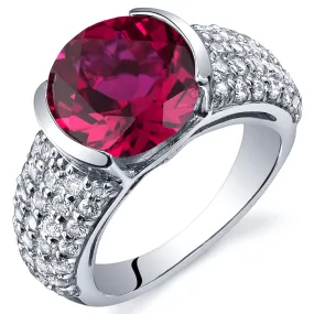 Ruby Round Cut Sterling Silver Ring Size 5