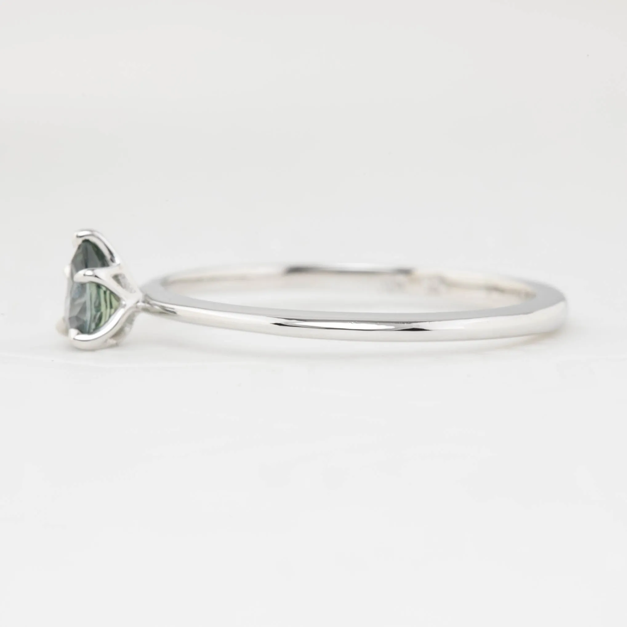 Sara Ring - 0.35ct Unheated Blue Green Teardrop Sapphire, 14k White Gold