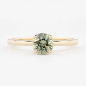 Sara Ring 0.94ct Parti Green Yellow Round Montana Sapphire, 14K Yellow Gold (One of a kind)