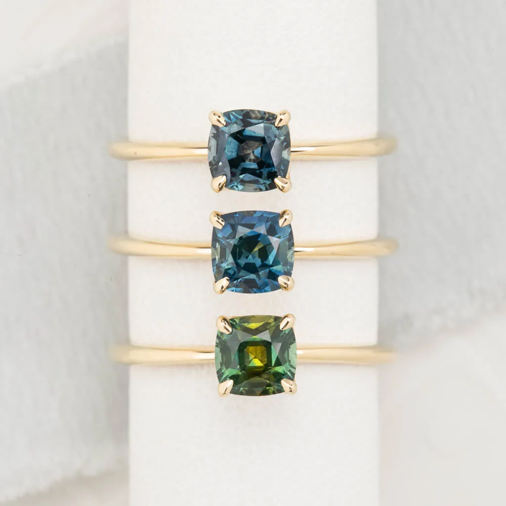 Sara Ring 0.97ct Teal Blue Montana Sapphire, 14K Yellow Gold (One of a kind)