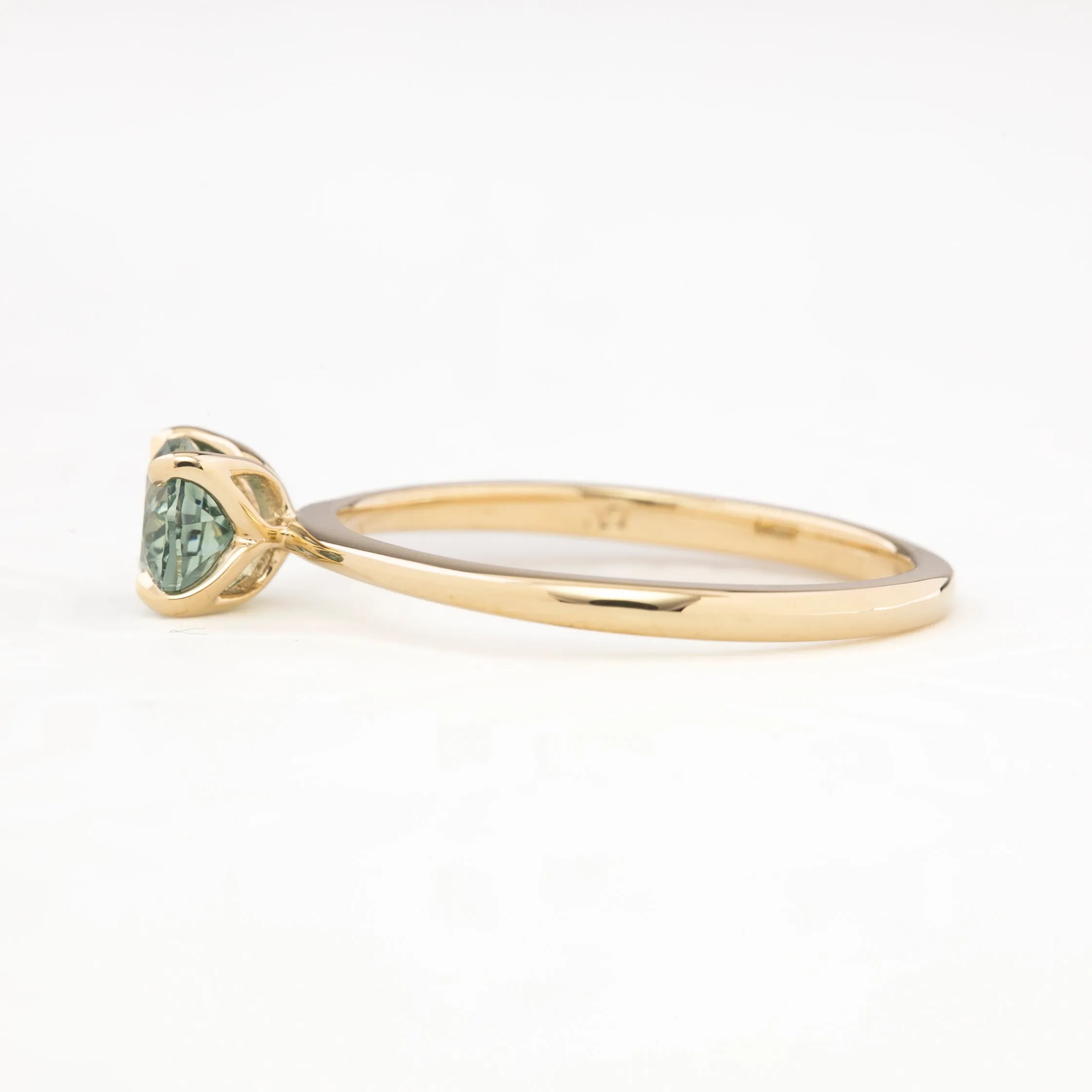 Sara Ring 1.04ct Light Blue Green Oval Montana Sapphire, 14K Yellow Gold (One of a kind)