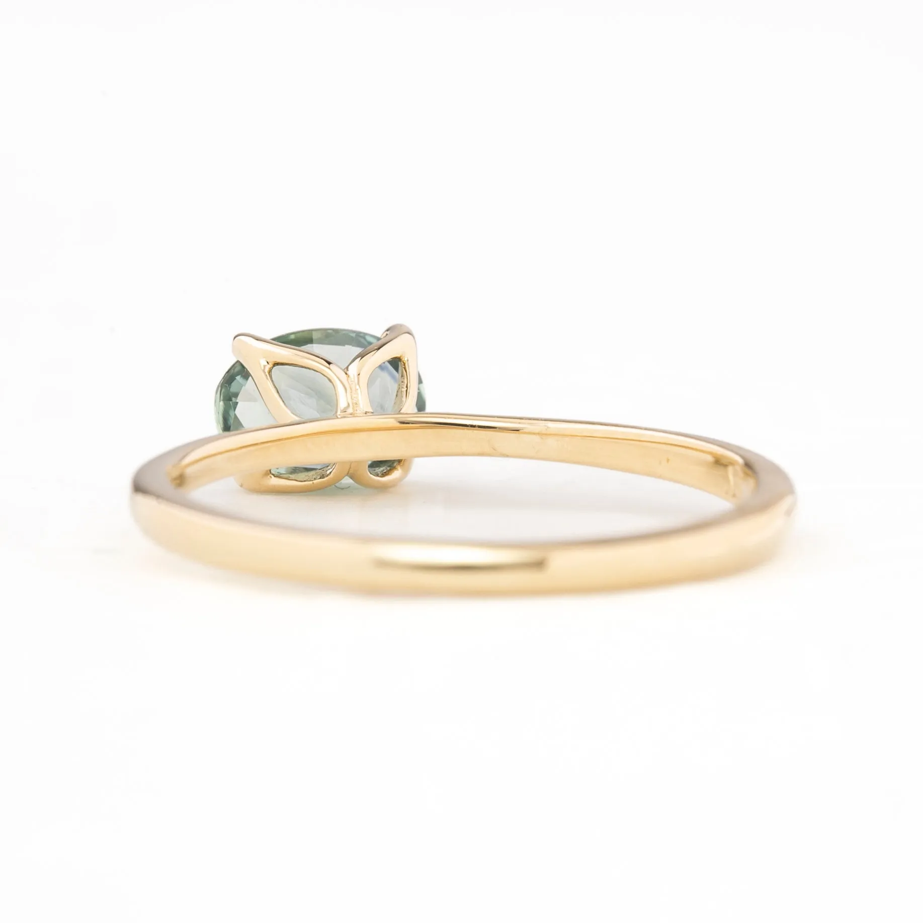 Sara Ring 1.04ct Light Blue Green Oval Montana Sapphire, 14K Yellow Gold (One of a kind)