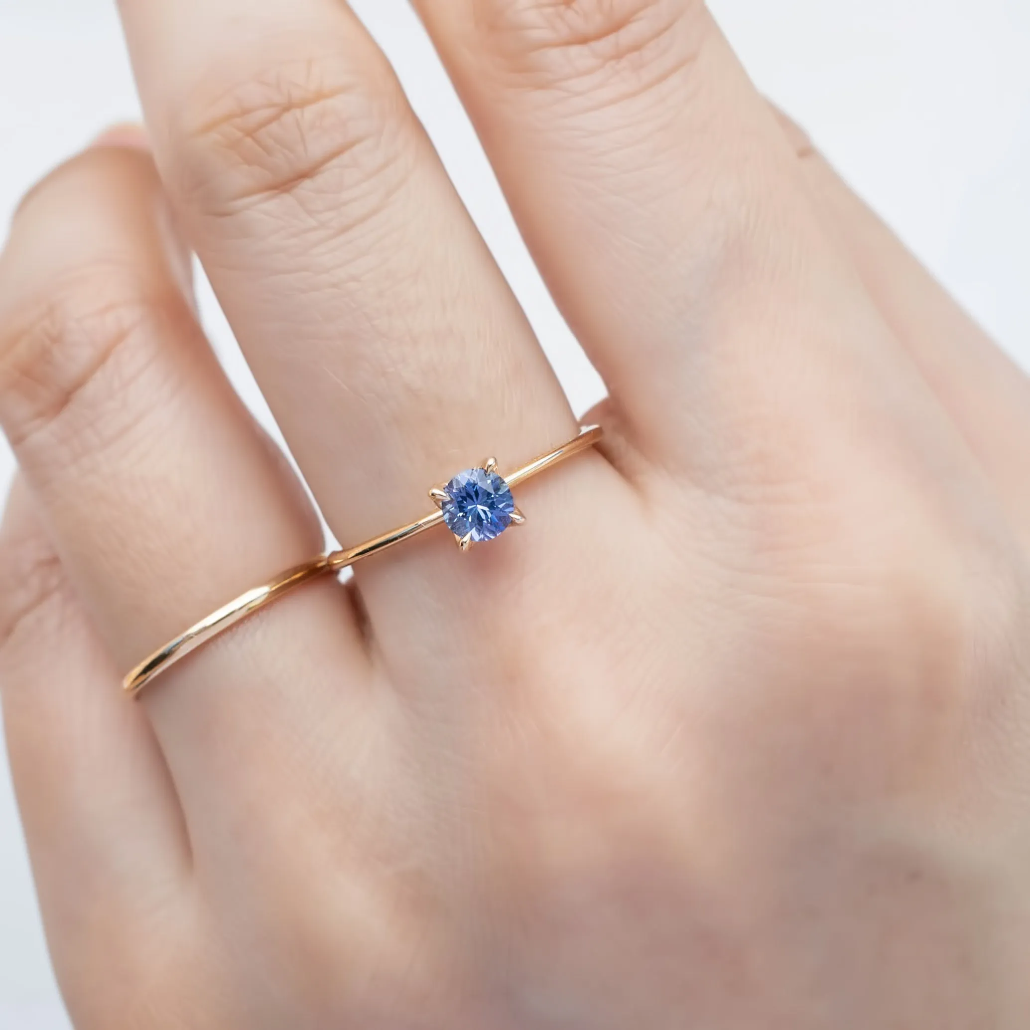 Sara Ring 4.5mm 0.45ct Blue Umba Sapphire 14K Yellow Gold (One of a kind)