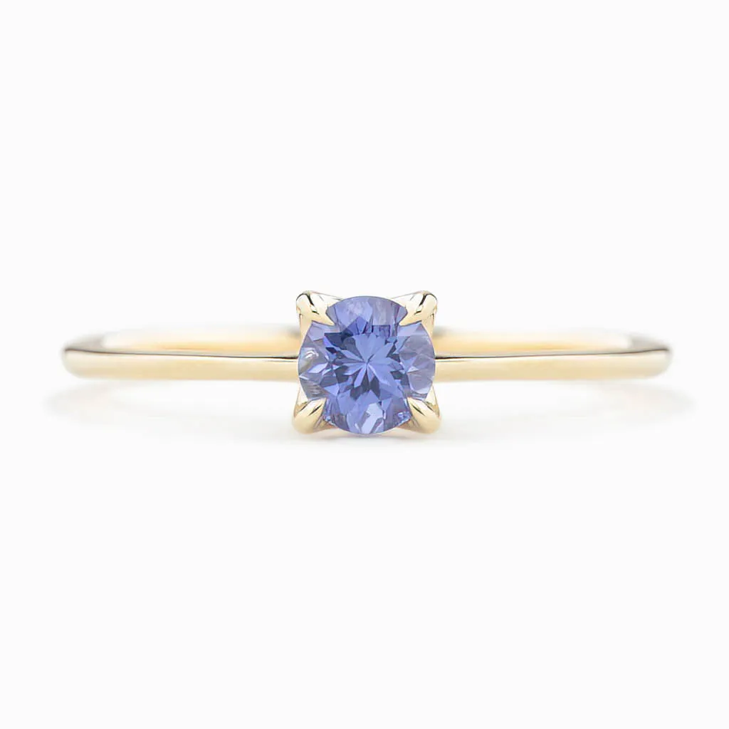 Sara Ring 4.5mm 0.45ct Blue Umba Sapphire 14K Yellow Gold (One of a kind)