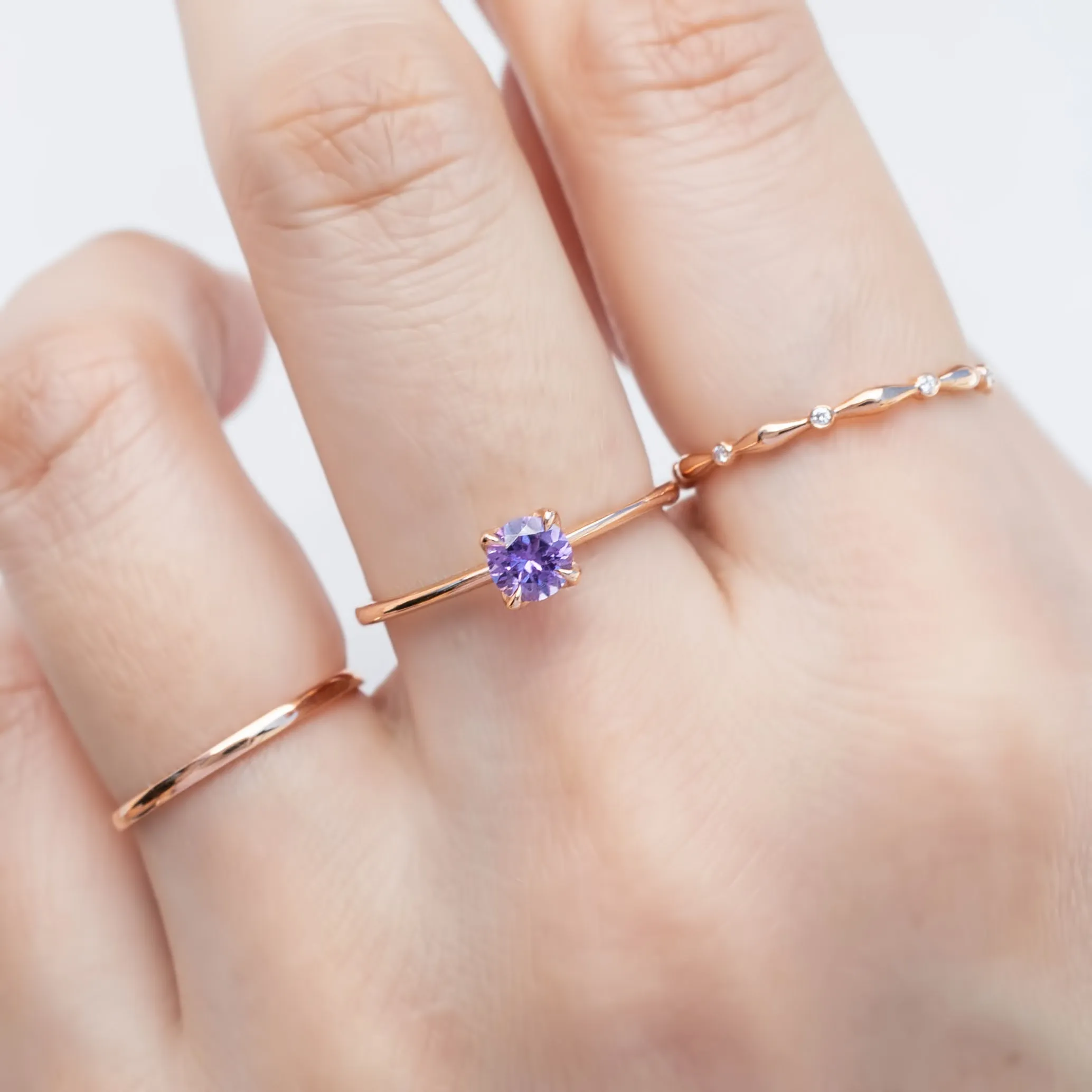 Sara Ring 4.5mm 0.45ct Purple Umba Sapphire 14K Rose Gold (One of a kind)