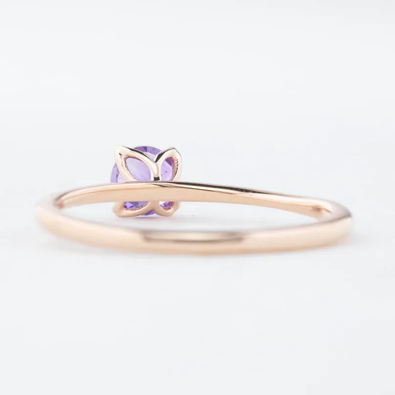 Sara Ring 4.5mm 0.45ct Purple Umba Sapphire 14K Rose Gold (One of a kind)