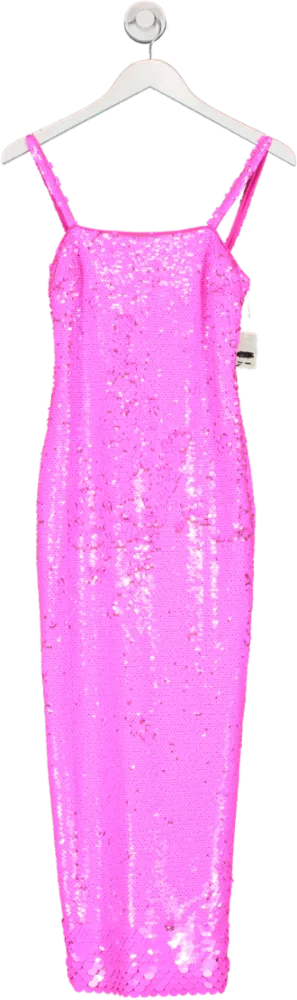 Saylor NYC Pink Farren Sequin Midi Dress UK XS