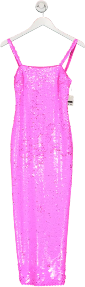 Saylor NYC Pink Farren Sequin Midi Dress UK XS