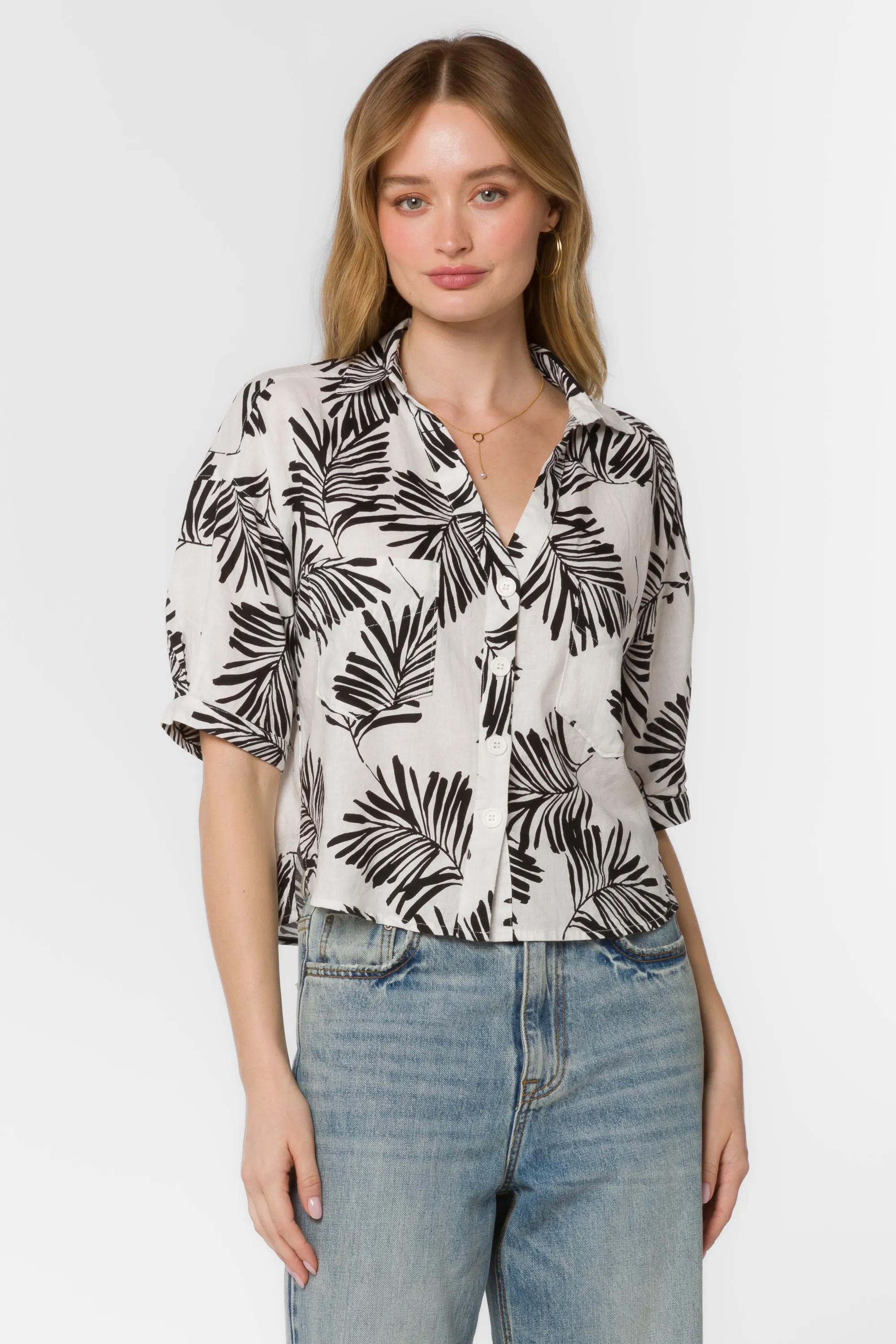 Shaymarie Black White Palm Shirt