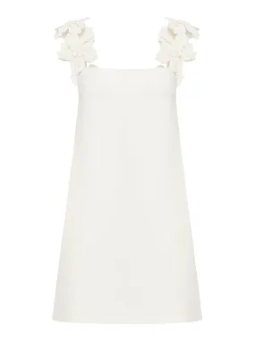 SHORT DRESS with straps IN EMBROIDERED CREPE COUTURE