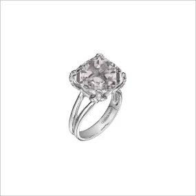 Soirée Rock Crystal Quartz & Diamond Ring in Sterling Silver