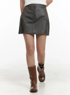 Suede Mixed Texture Mini Skirt CA415