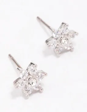 Surgical Steel Cubic Zirconia Flower Stud Earrings