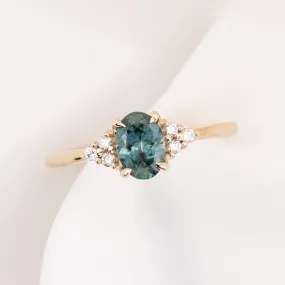 Teresa Ring 0.93ct Blue Green Montana Sapphire, 14k Yellow Gold (One of a kind)