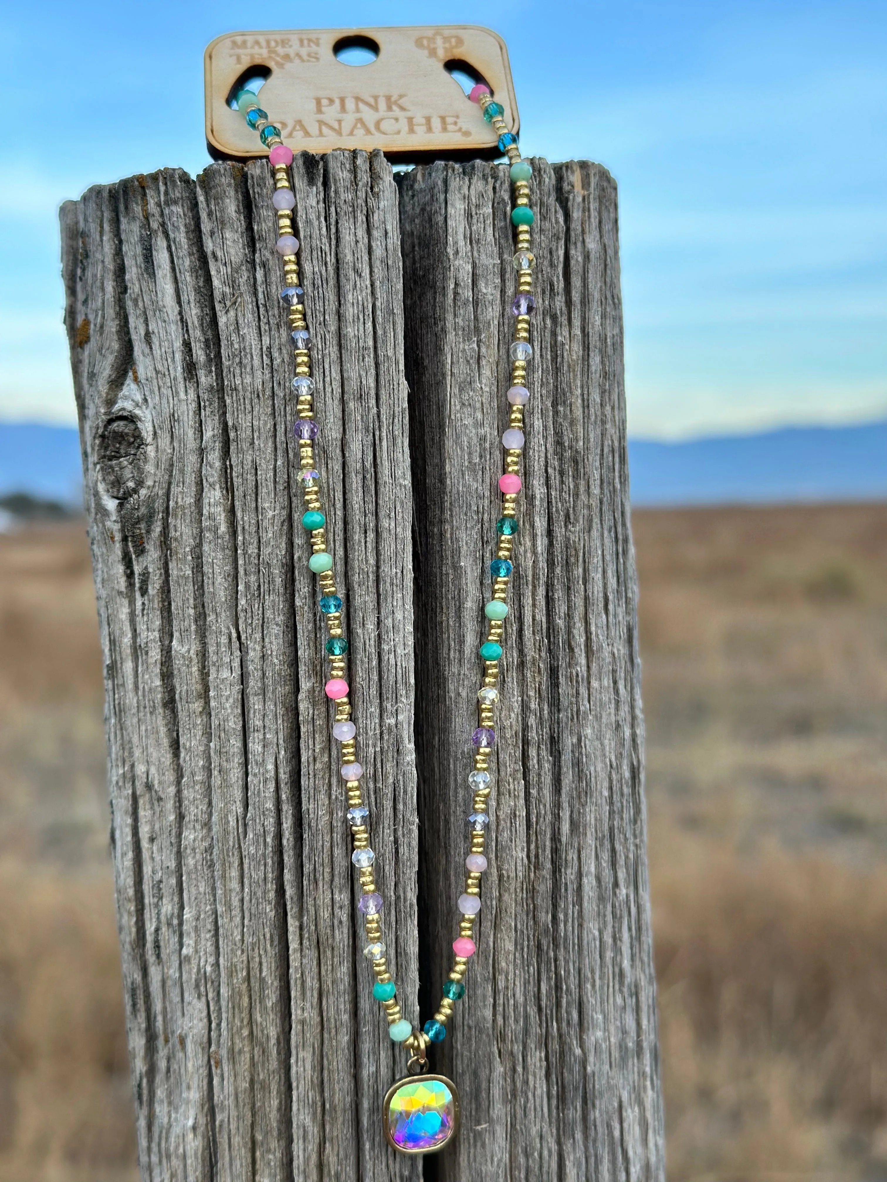 The Pink Panache Give Me All The Colors Crystal Necklace