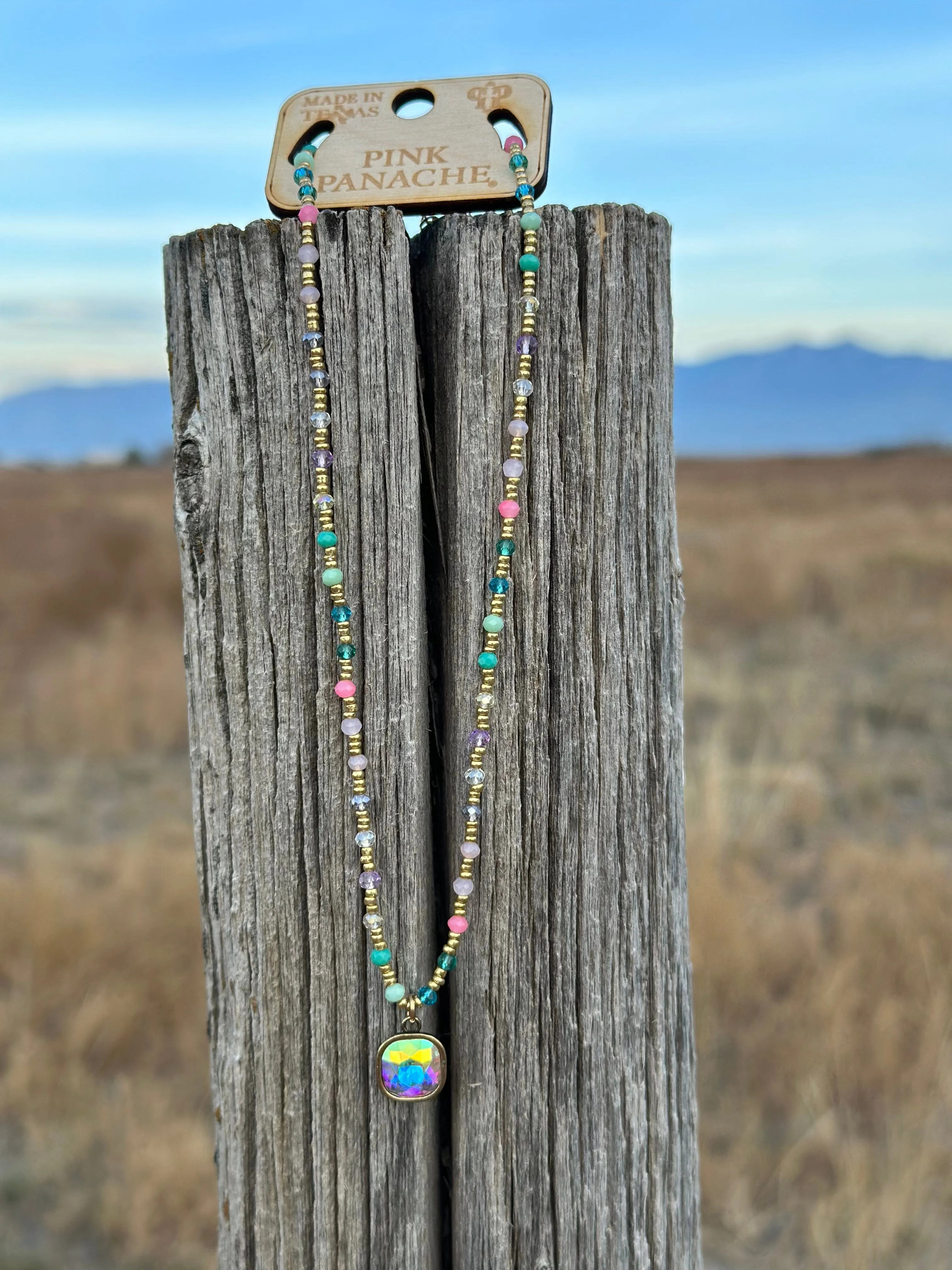 The Pink Panache Give Me All The Colors Crystal Necklace