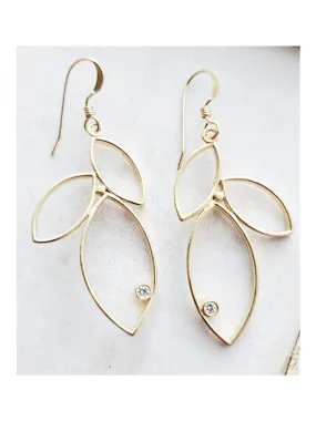 Three Leaves with Crystal Accent Earring