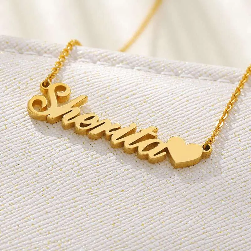 Tiny Heart Name Necklace