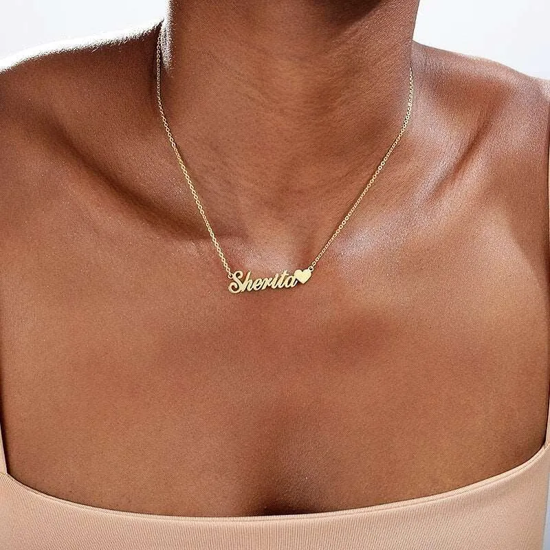 Tiny Heart Name Necklace