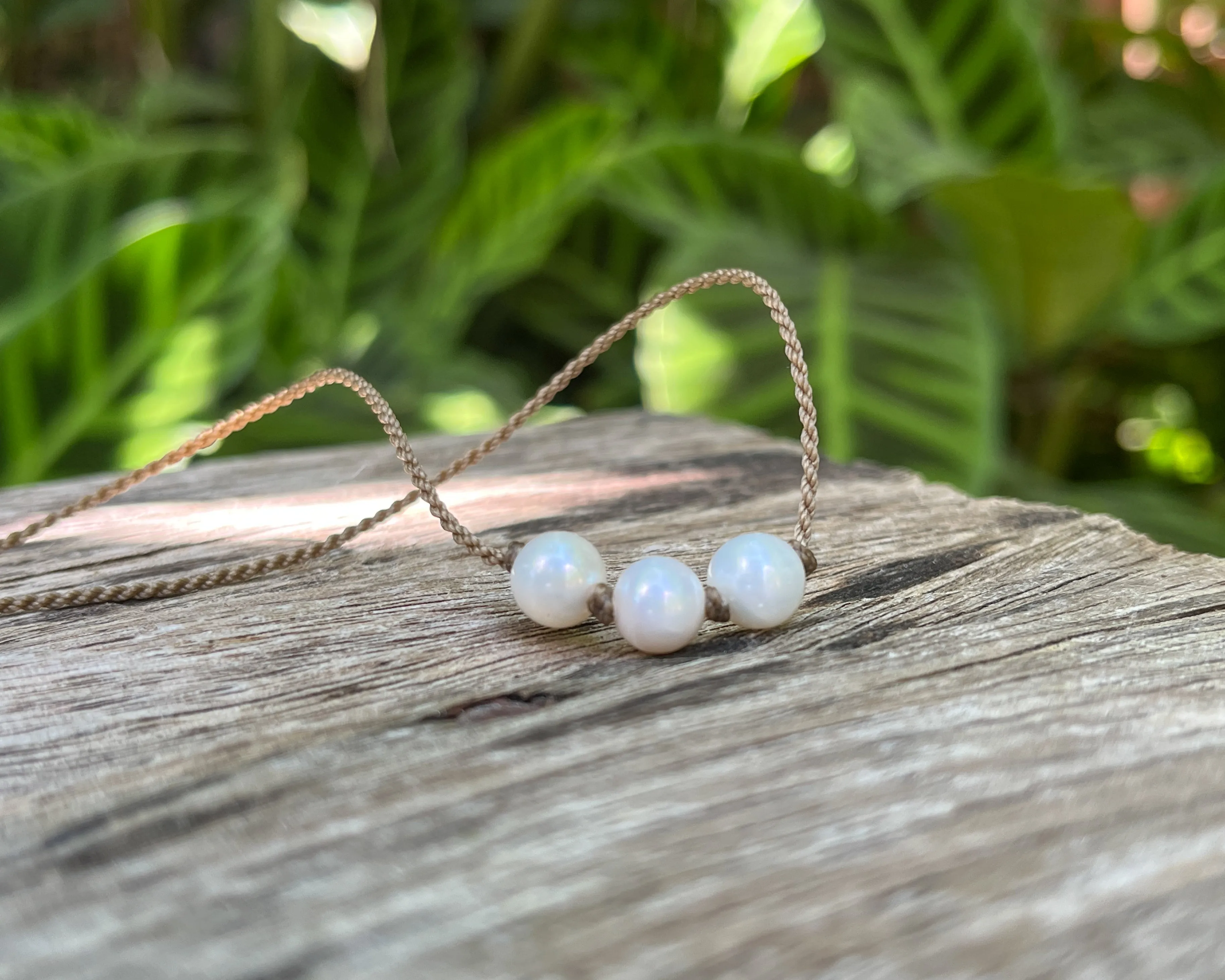 Triple Knotted Necklace-0027-White Pearl Medium