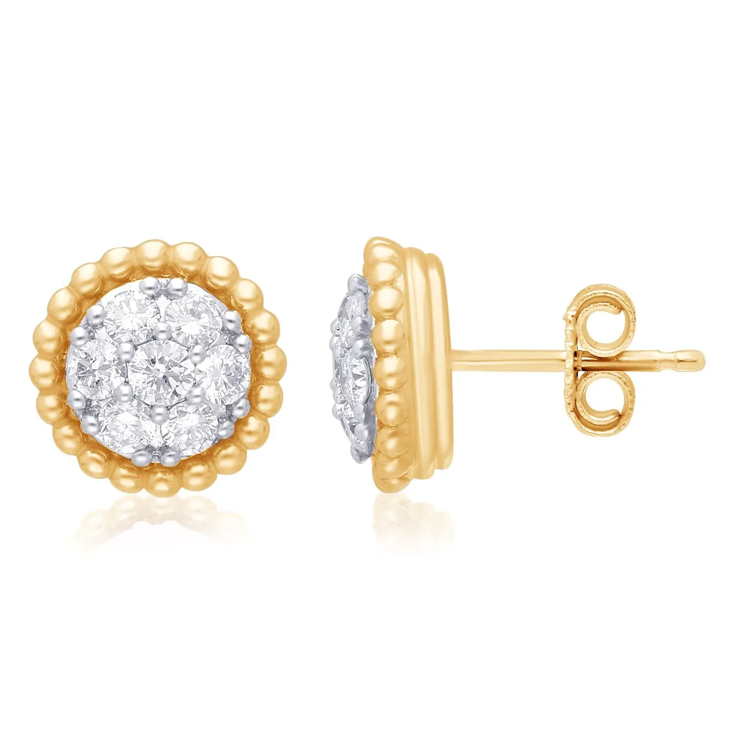 Two Tone Gold Diamond Eternal Earrings