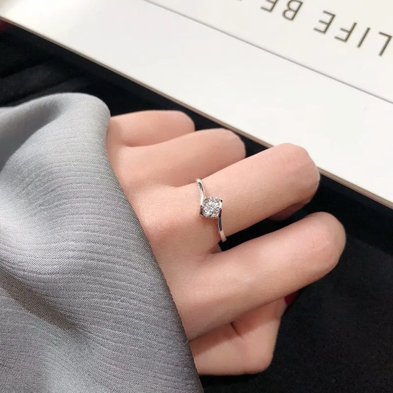 Unique Lab Diamond Promise Ring - 925 Sterling Silver