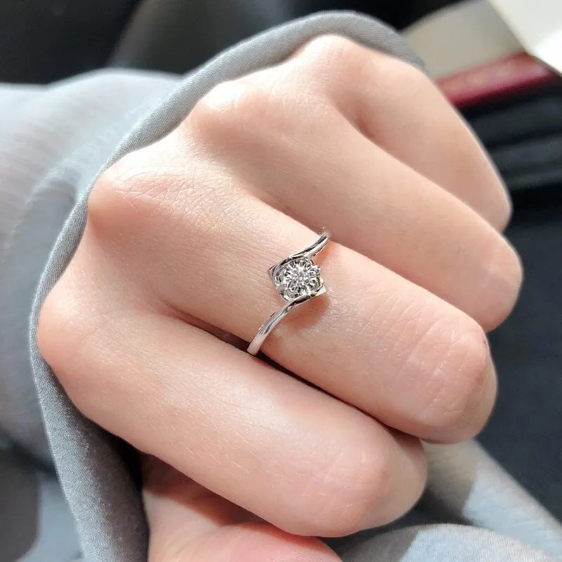 Unique Lab Diamond Promise Ring - 925 Sterling Silver