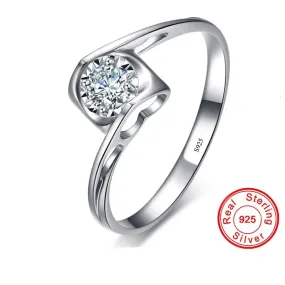 Unique Lab Diamond Promise Ring - 925 Sterling Silver