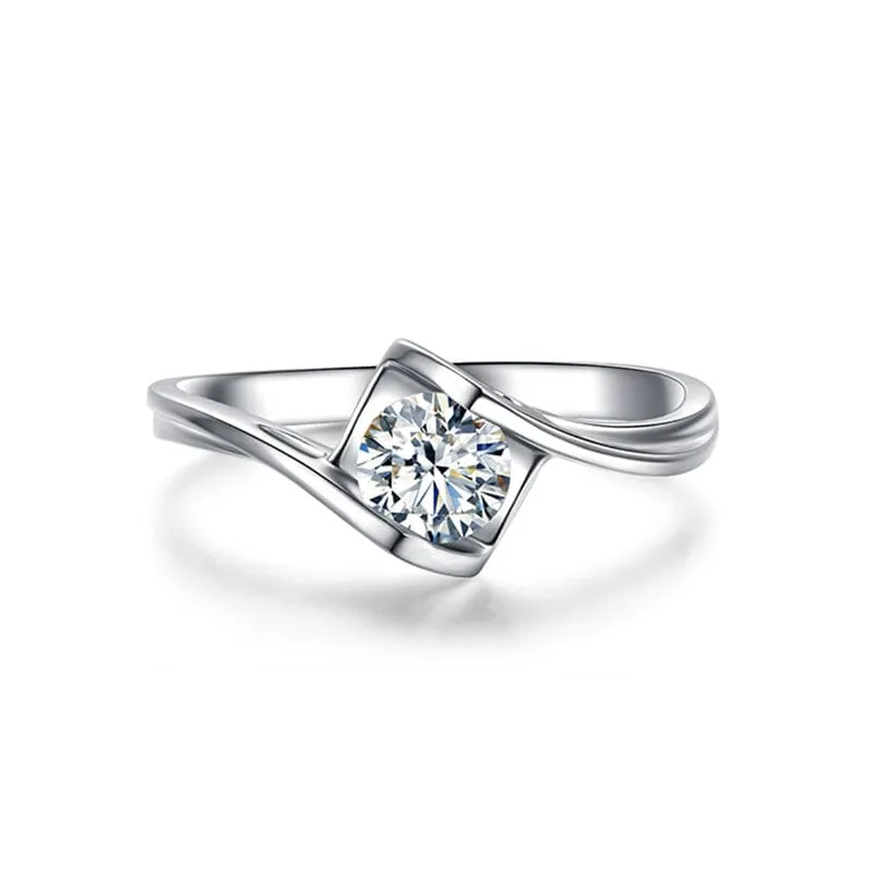 Unique Lab Diamond Promise Ring - 925 Sterling Silver