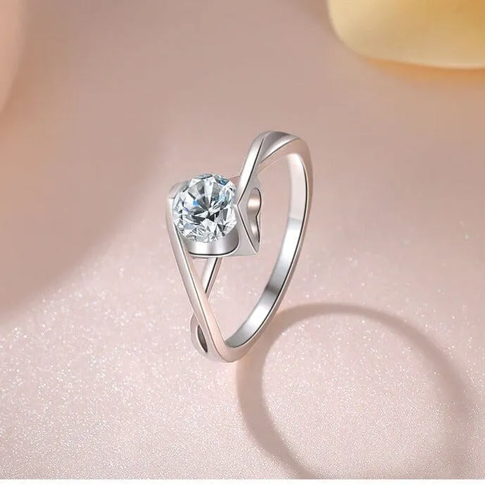 Unique Lab Diamond Promise Ring - 925 Sterling Silver