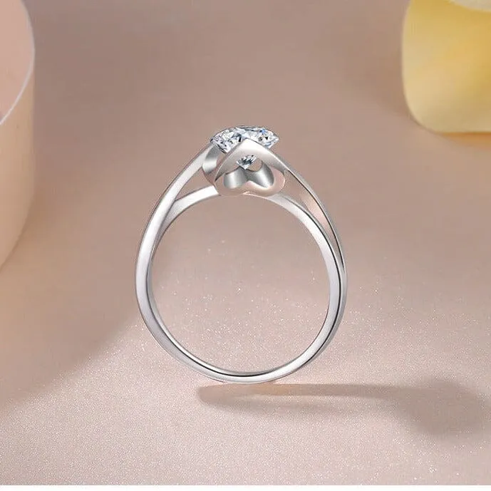 Unique Lab Diamond Promise Ring - 925 Sterling Silver