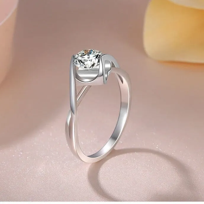 Unique Lab Diamond Promise Ring - 925 Sterling Silver