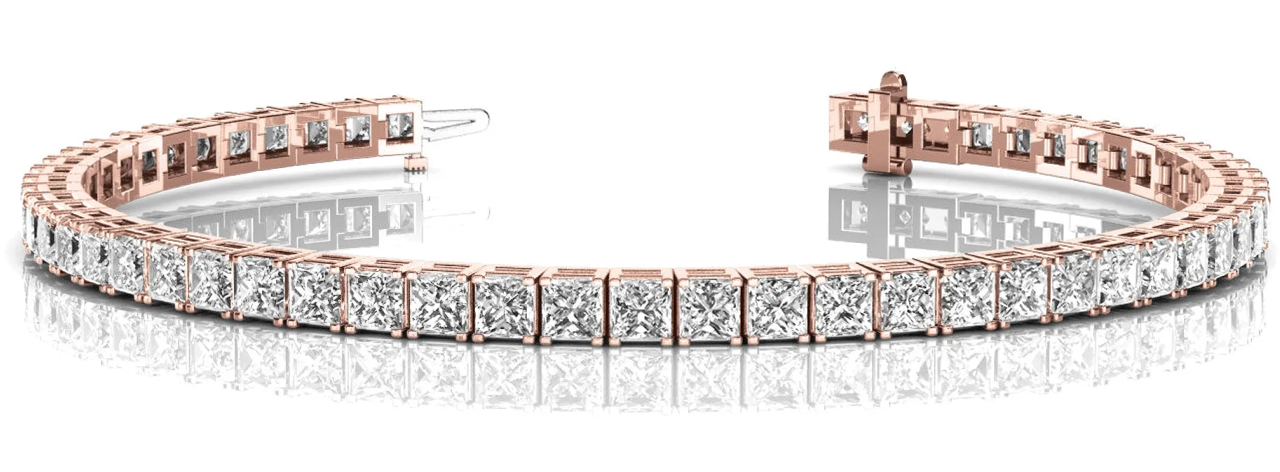 VENUS 13 Carat Princess Cut Diamond Tennis Bracelet in 14K - 18K Gold or Platinum 30 pointer F Color VS1 Clarity 4 prong set By Mike Nekta