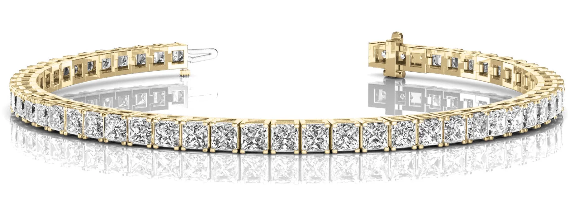 VENUS 13 Carat Princess Cut Diamond Tennis Bracelet in 14K - 18K Gold or Platinum 30 pointer F Color VS1 Clarity 4 prong set By Mike Nekta