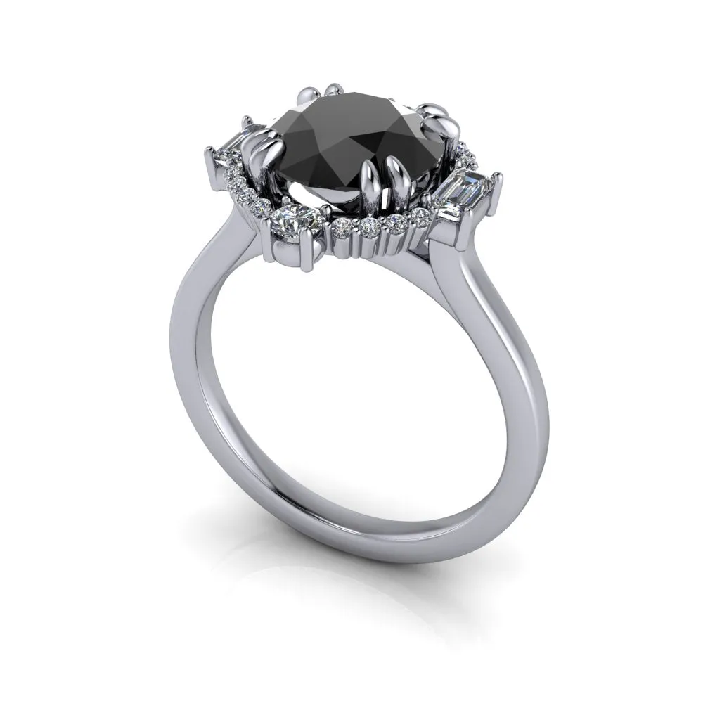 Victoria No. 3 Black Diamond Engagement Ring