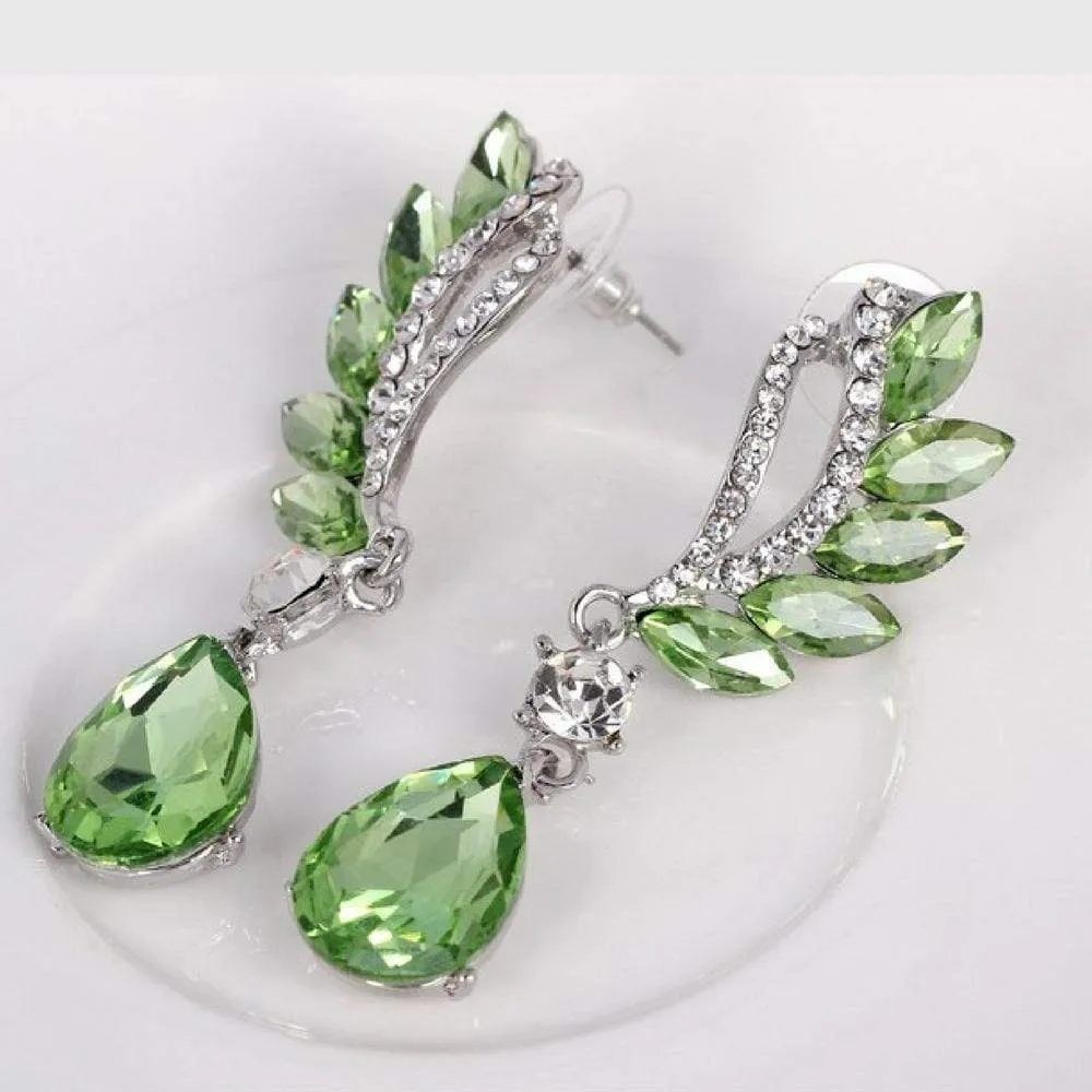 Vintage Flight Green Gem Statement Earrings