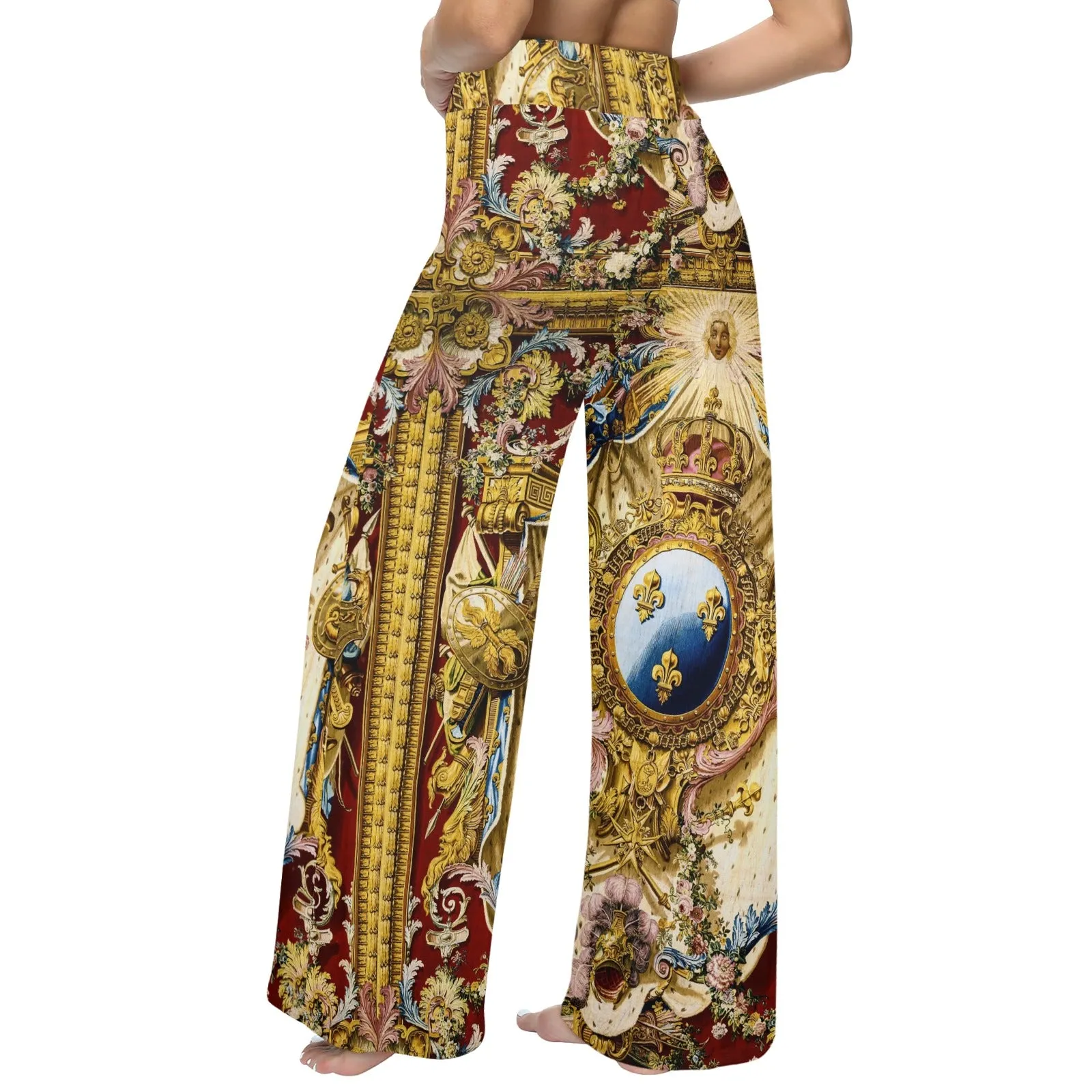 vintage royalty print Women's Wide Leg Lounge Pants (Model L77)