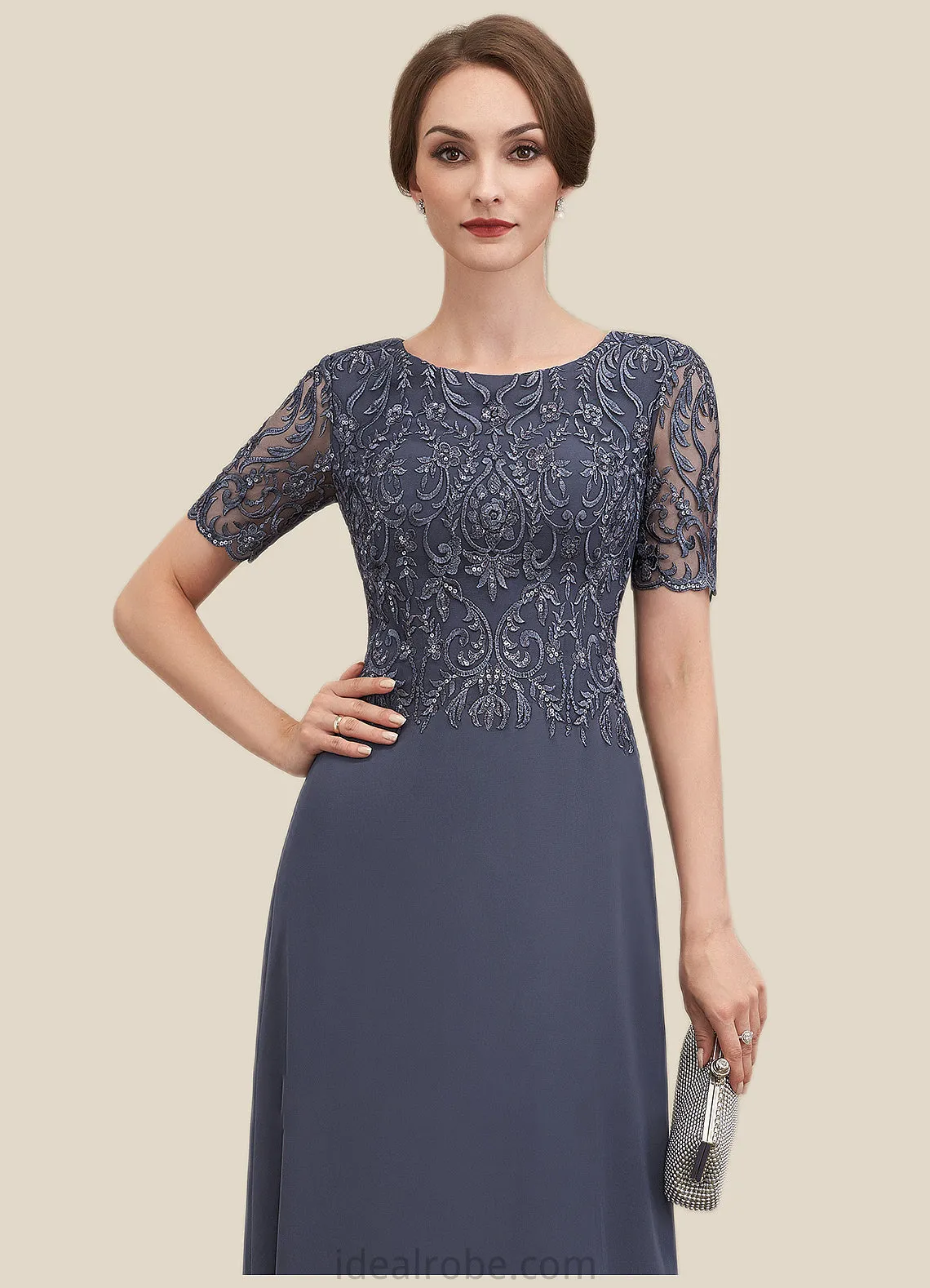 Willow A-Line Scoop Neck Floor-Length Chiffon Lace Mother of the Bride Dress STK126P0014568