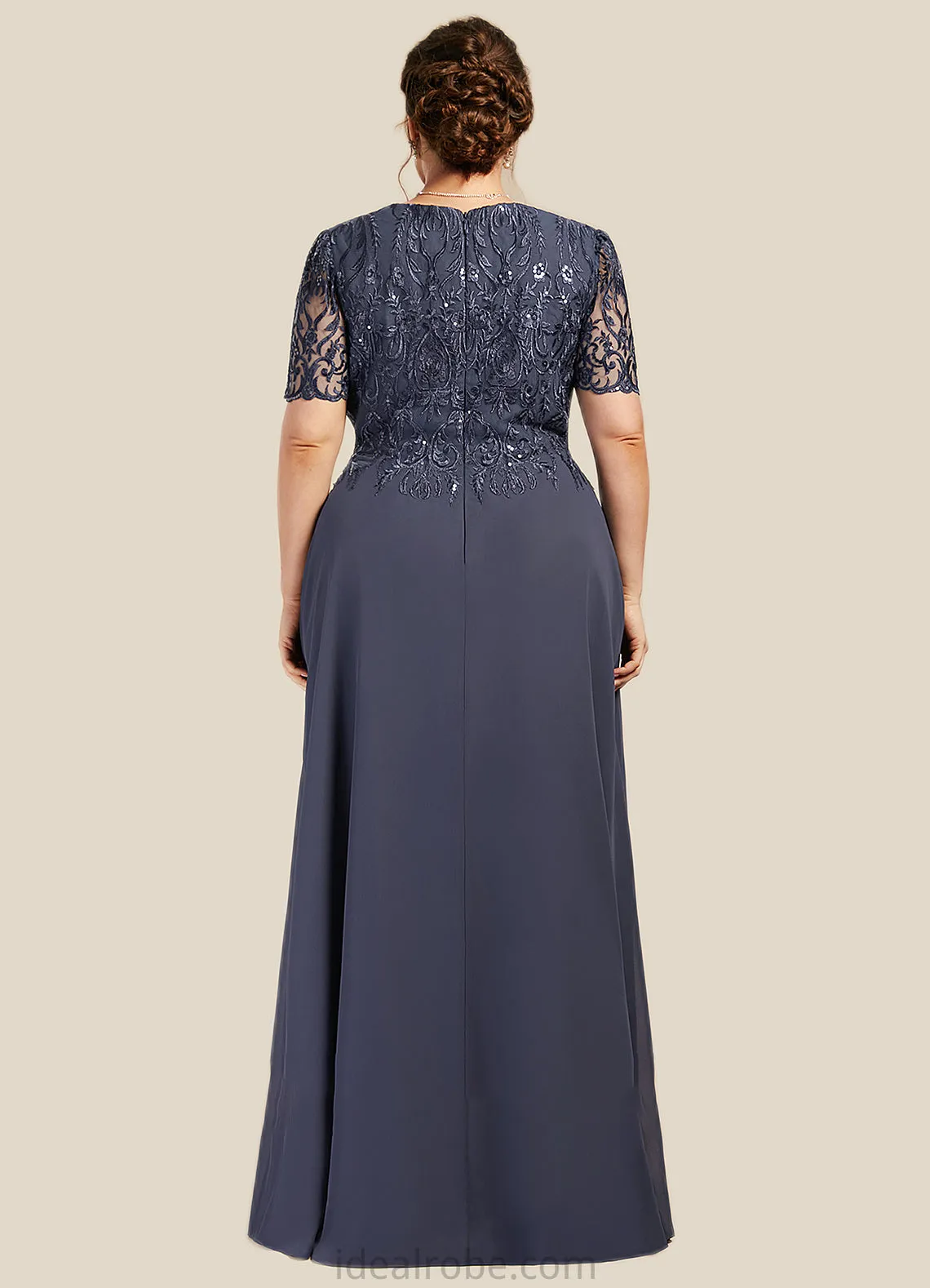 Willow A-Line Scoop Neck Floor-Length Chiffon Lace Mother of the Bride Dress STK126P0014568