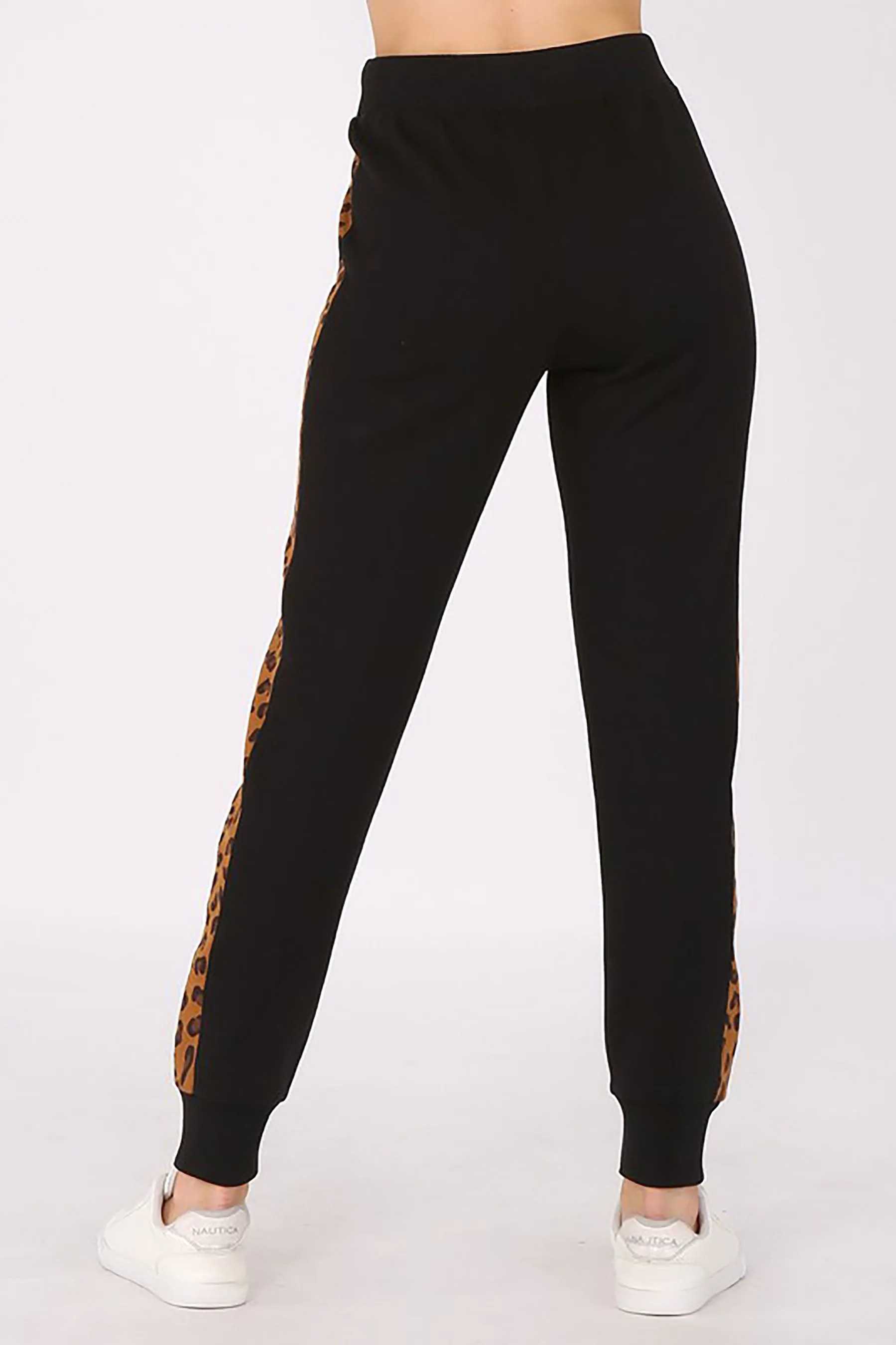 Women's Leopard Print Stripe Jogger Sweatpants