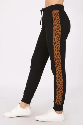 Women's Leopard Print Stripe Jogger Sweatpants