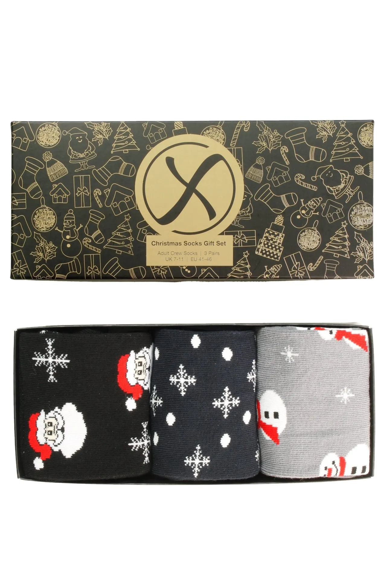 Xact Mens Christmas Xmas Socks Gift Box - UK 7-11 (3-Pack)