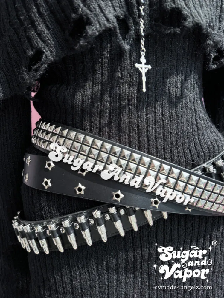 Y2k Star Rivets Grunge Pu Leather Belt