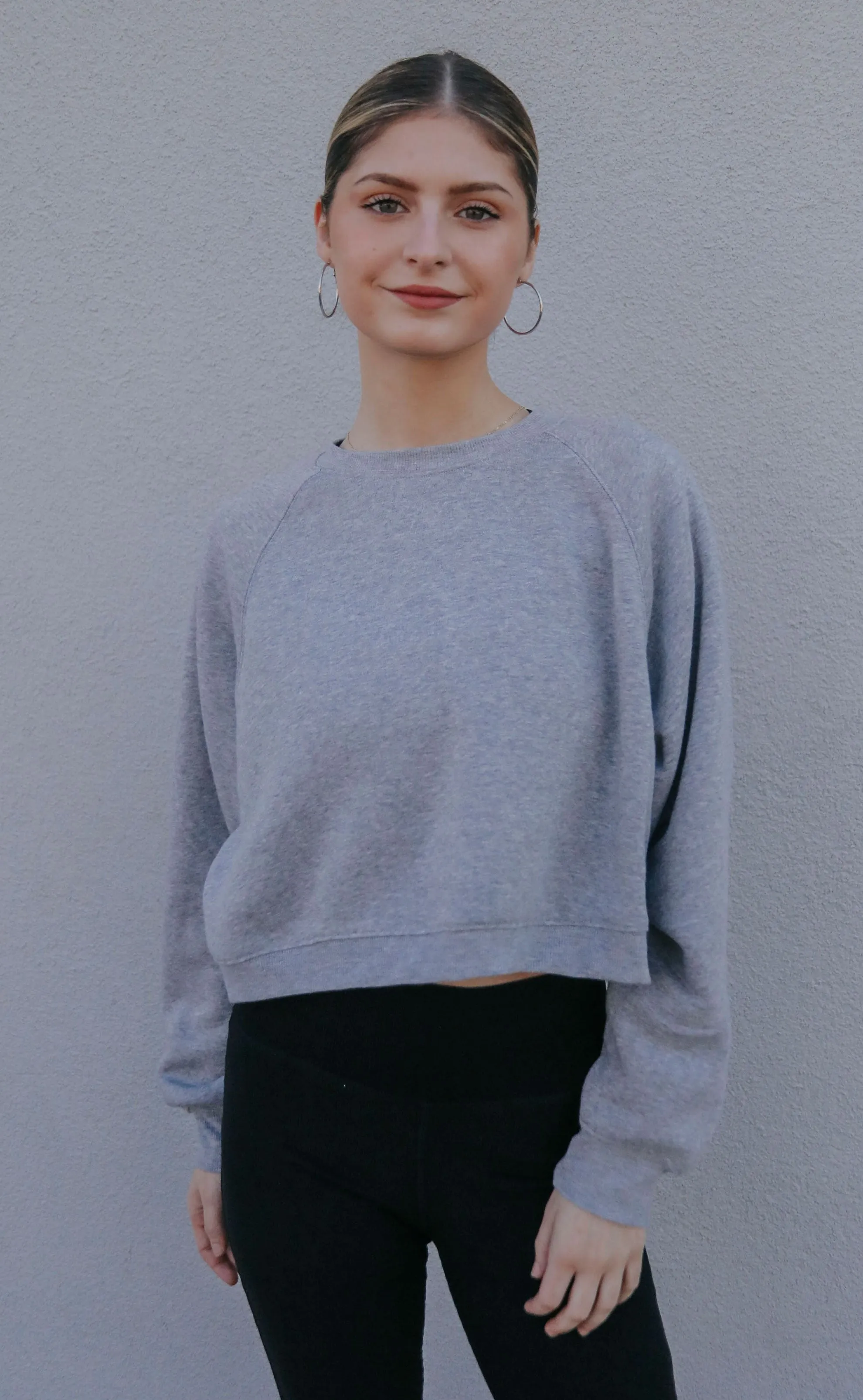 z supply: crop out sweatshirt - classic heather grey